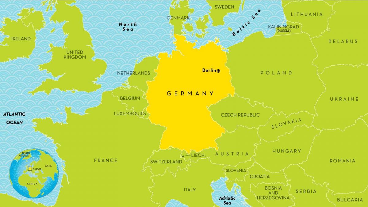 Niemcy i kraje sąsiadujące mapie