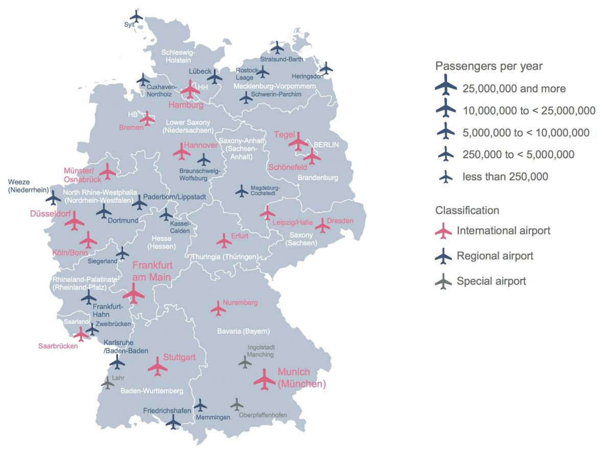 mapa Niemiec pokazuje lotnisk