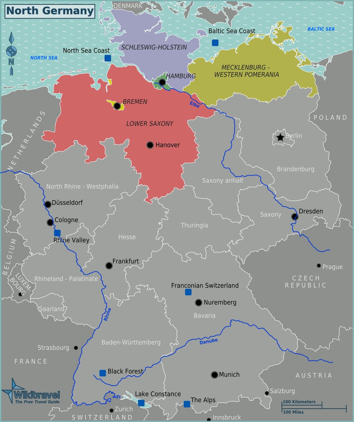 mapa Niemiec wybrzeżu