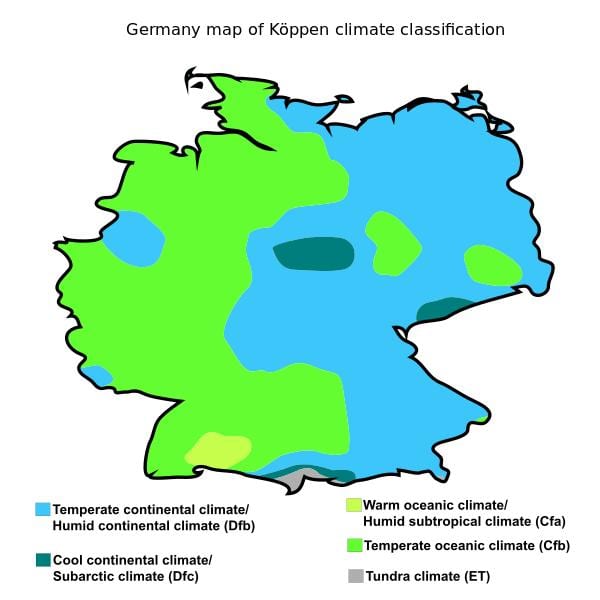 mapa niemieckiego klimatu