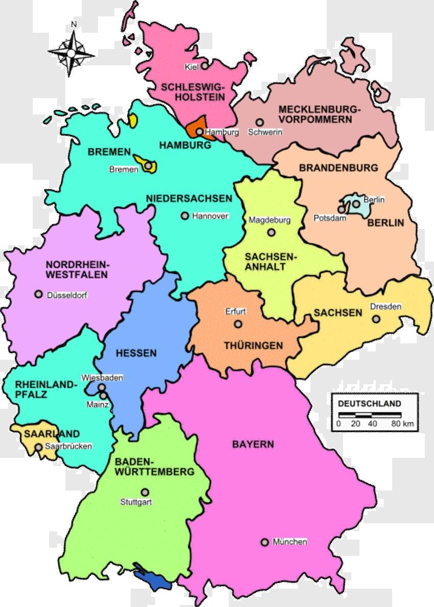 mapa Niemcy kraj