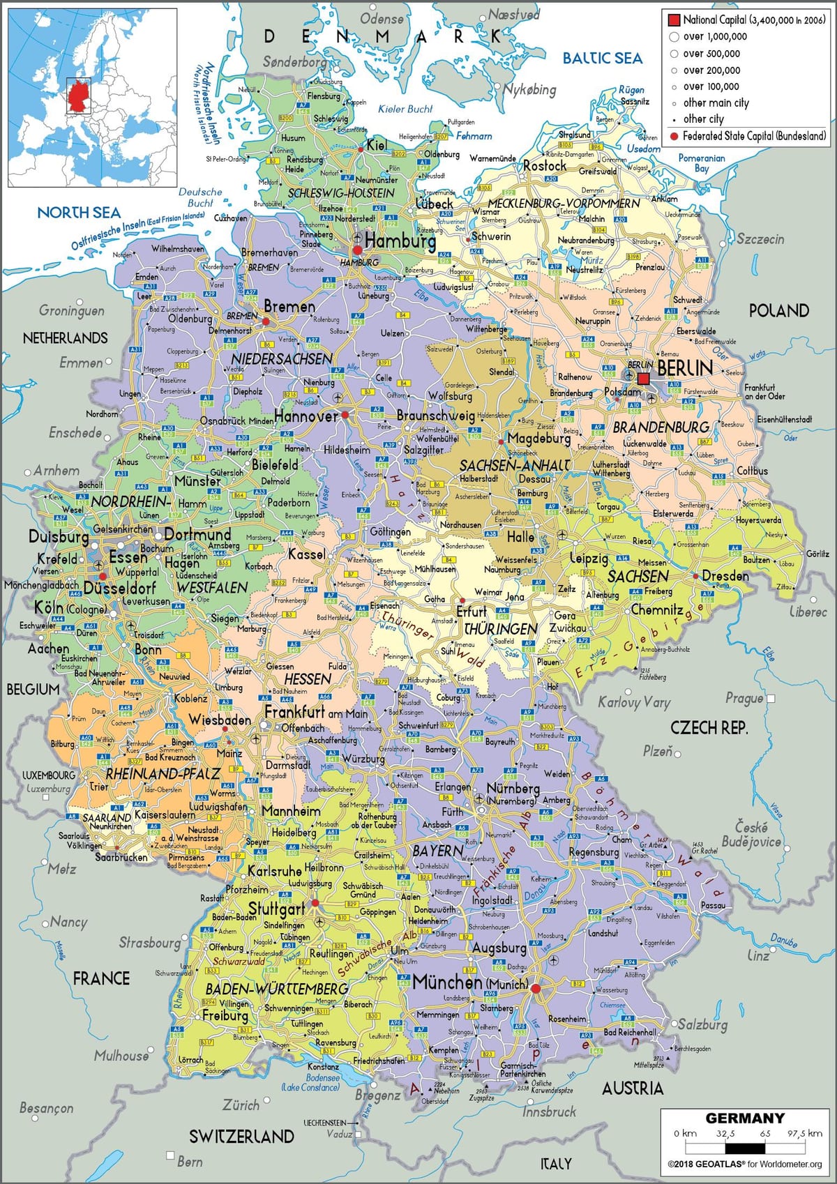 mapa Niemiec i miast