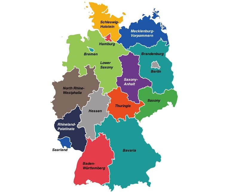 Niemcy regiony mapa