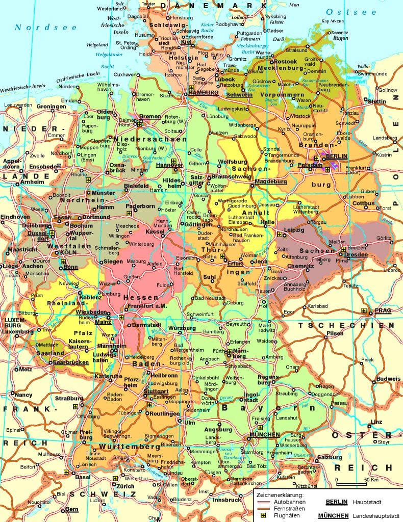 mapa Niemiec autostrady