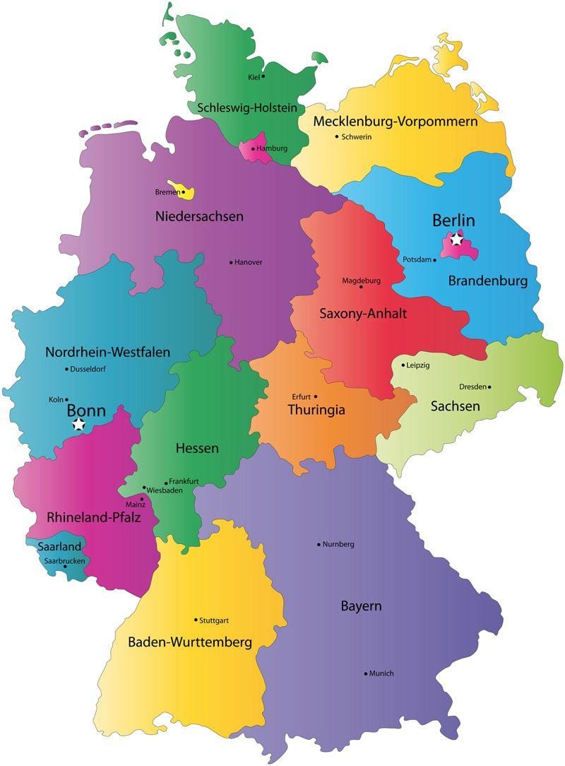 mapa Niemiec państwa