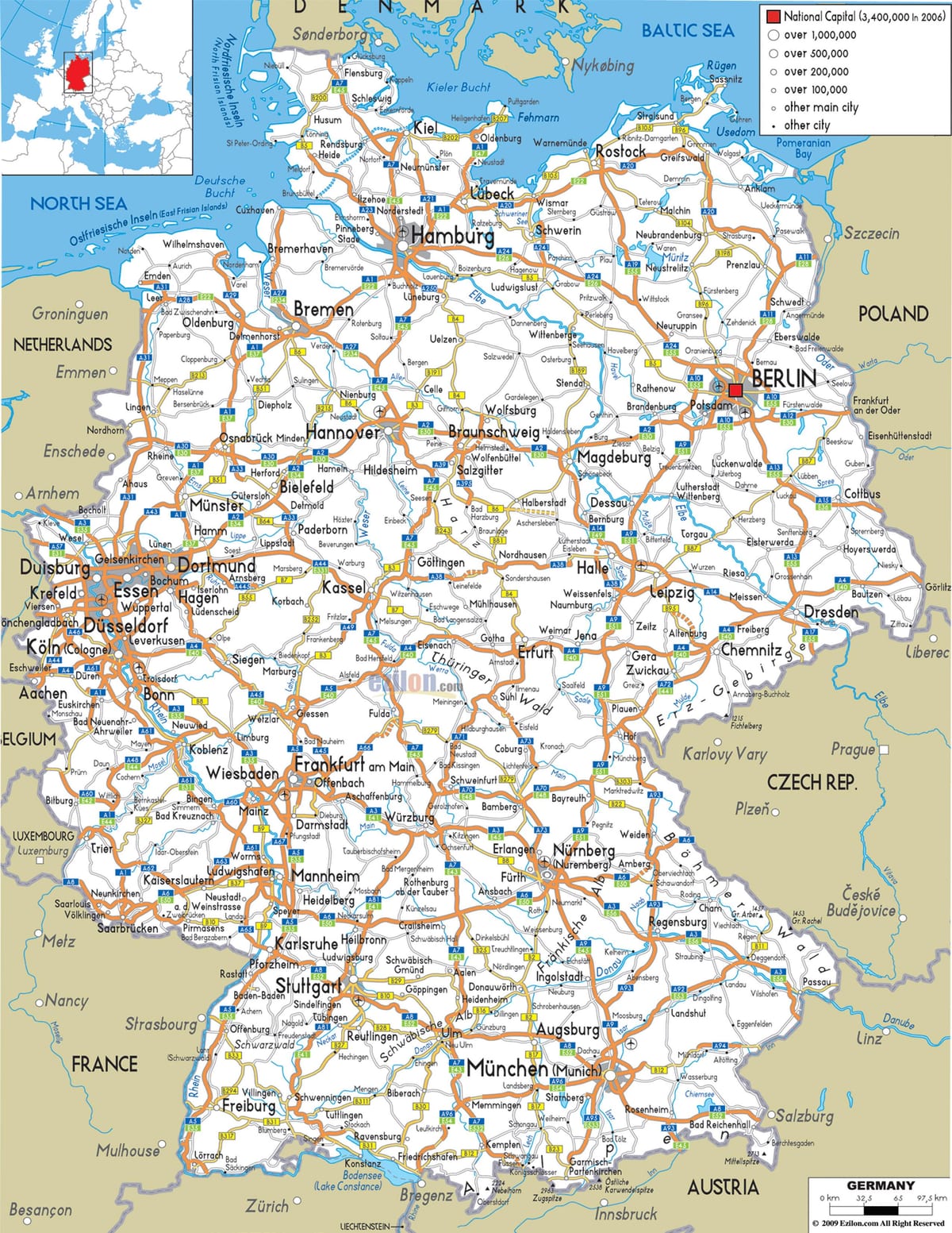 mapa Niemiec transport