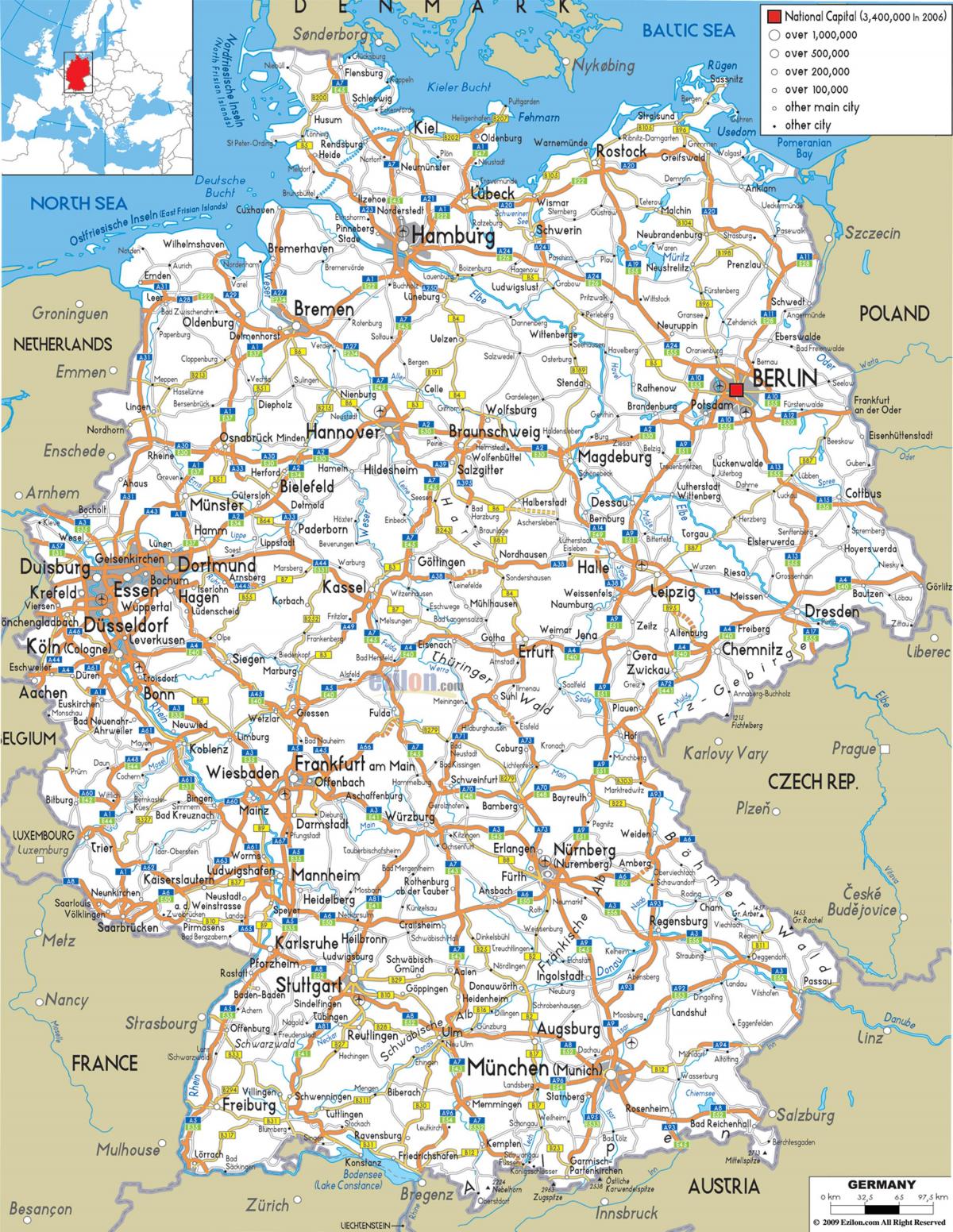 mapa Niemiec transport