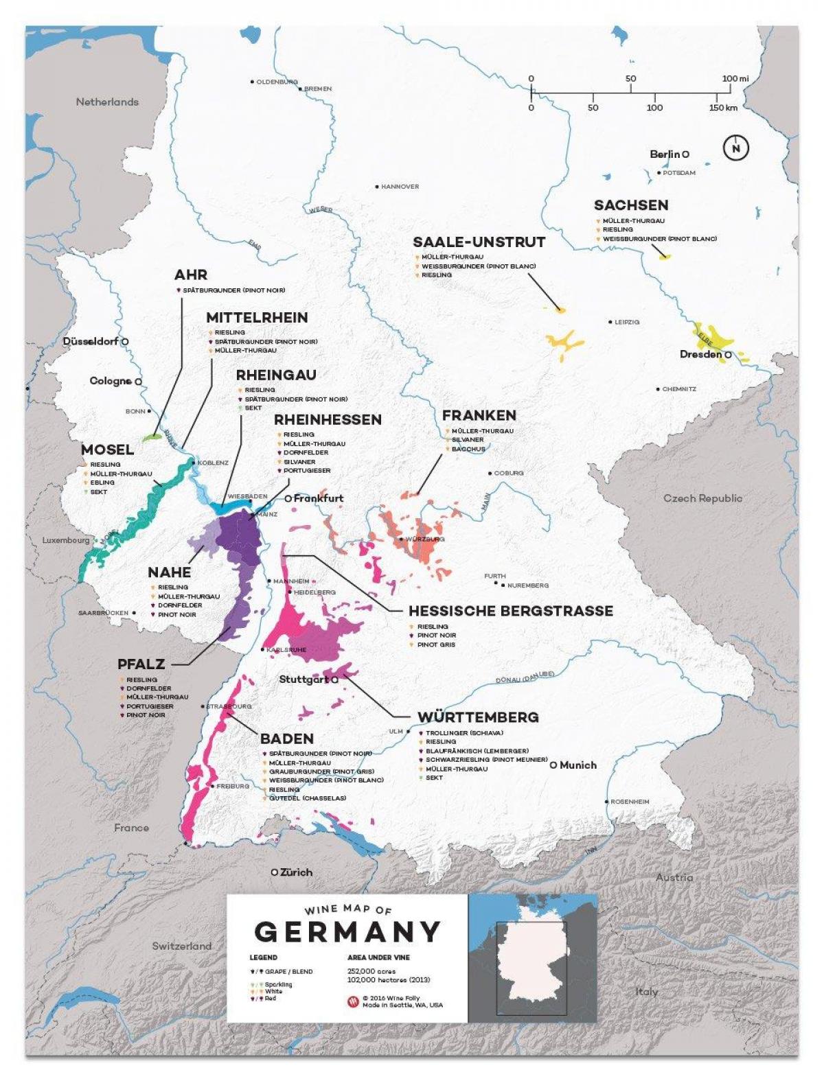 mapa Niemiec wino