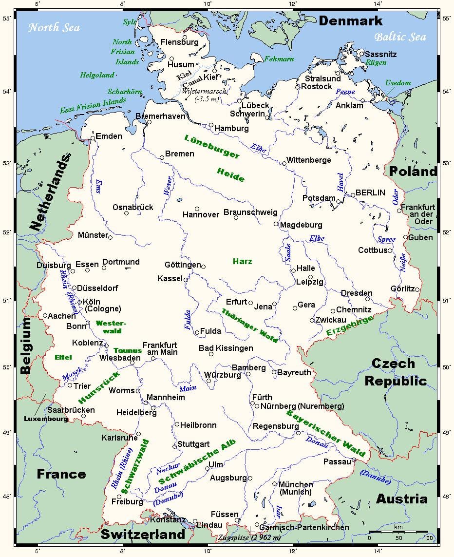 mapa Niemiec rzeki