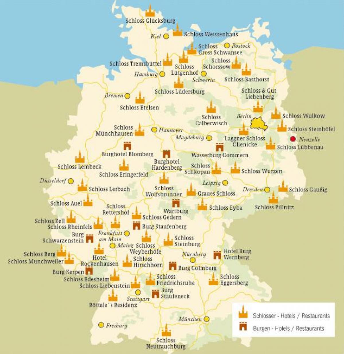 mapa Niemiec zamki