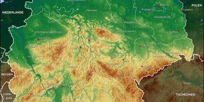 Mapa fizyczna Niemczech