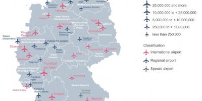 Mapa Niemiec pokazuje lotnisk