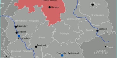 Mapa Niemiec wybrzeżu