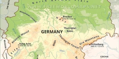 Mapa geograficzna Niemiec
