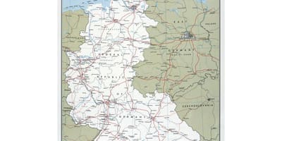 Mapa Zachodniej Niemiec z miastami