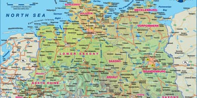 Mapa Niemiec na północ