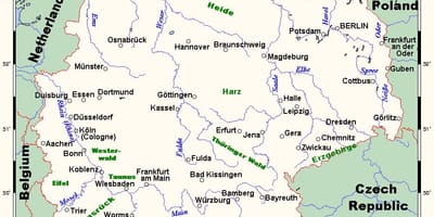 Mapa Niemiec rzeki